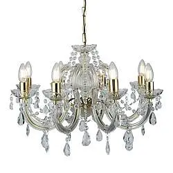 Lampadario Classico Marie Therese Acciaio Oro Vetro 8 Luci E14