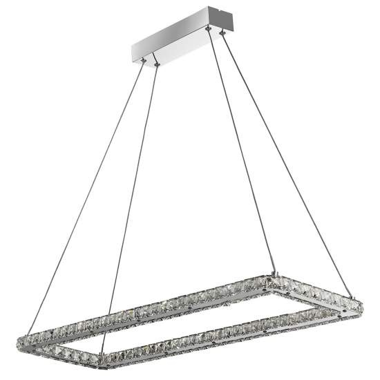 Lampadario Contemporaneo Trifoglio Acciaio Cromo Led 37W 3000K 7012CC