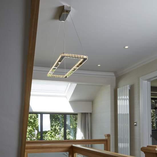 Lampadario Contemporaneo Trifoglio Acciaio Cromo Led 37W 3000K 7012CC