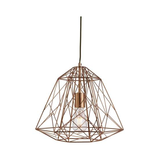 Sospensione Contemporanea Cage Geometrica Acciaio Rame 1 Luce E27 7271CU