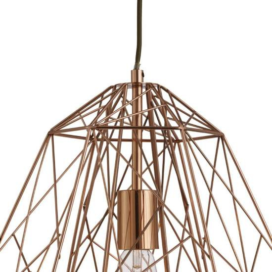 Sospensione Contemporanea Cage Geometrica Acciaio Rame 1 Luce E27 7271CU