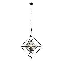 Lampadario Contemporaneo Diamante Acciaio Nero Trasparente 3 Luci E14