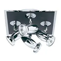 Plafoniera Moderna Cometa Acciaio Cromo Nero 4 Luci Gu10