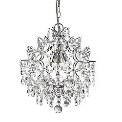 Lampadario Classico Harrietta Acciaio Cromo Vetro 3 Luci E14