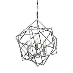 Lampadario Contemporaneo Cubo Acciaio Cromo 3 Luci E14