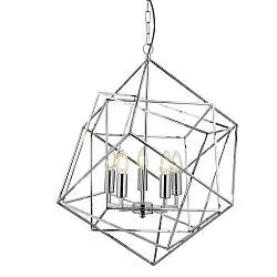 Lampadario Contemporaneo Cubo Acciaio Cromo 5 Luci E14
