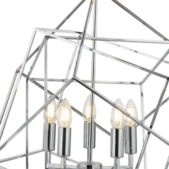 Lampadario Contemporaneo Cubo Acciaio Cromo 5 Luci E14 7865-5CC