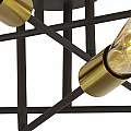 Plafoniera Industrial-Nordico Armstrong Acciaio Nero Ottone 8 Luci E27 8048-8BK