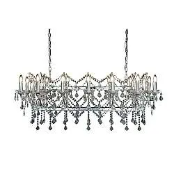Lampadario Classico Firenze Acciaio Cromo Vetro Bianco 14 Luci E14