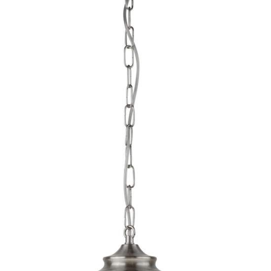 Sospensione Contemporanea School House Acciaio Argento Vetro Bianco 1 Luce E27 8071-1SS