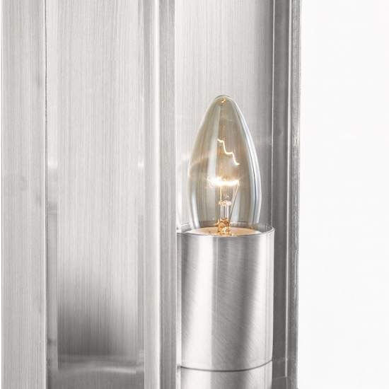 Applique Contemporanea Scatola Acciaio Argento Vetro 1 Luce E27 8204SS