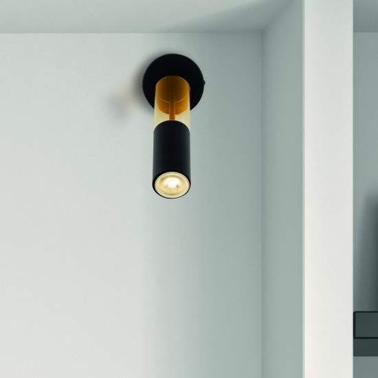 Applique Moderna Merrygold Acciaio Nero Ambra 1 Luce Gu10 82122-1BK