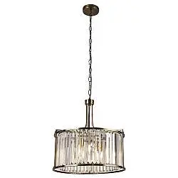 Lampadario Tondo Contemporaneo Victoria Acciaio Adjustable Vetro 5 Luci E27