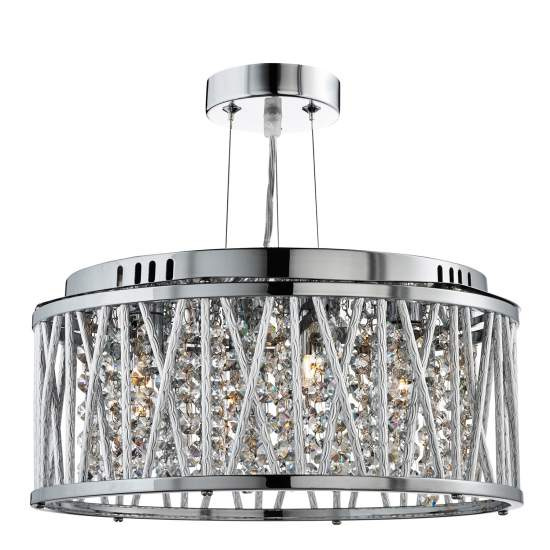 Lampadario Contemporaneo Elisa Acciaio Cromo Vetro 3 Luci G9 8333-3CC