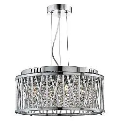 Lampadario Contemporaneo Elisa Acciaio Cromo Vetro 4 Luci G9