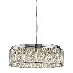 Lampadario Contemporaneo Elisa Acciaio Cromo Vetro 7 Luci G9