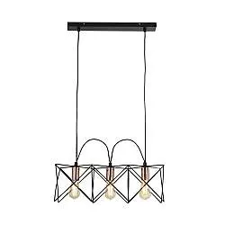 Lampadario Industrial-Nordico Antea Acciaio Nero Rame 3 Luci E27