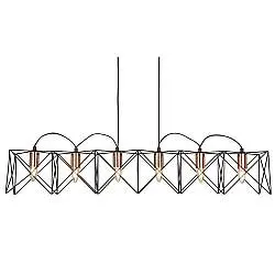 Lampadario Industrial-Nordico Antea Acciaio Nero Rame 6 Luci E27