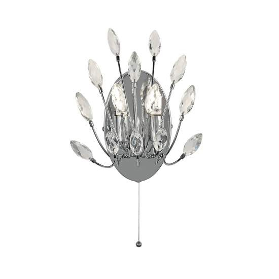 Applique Contemporanea Pavone Acciaio Cromo Vetro Trasparente 2 Luci G9 86012-2CC