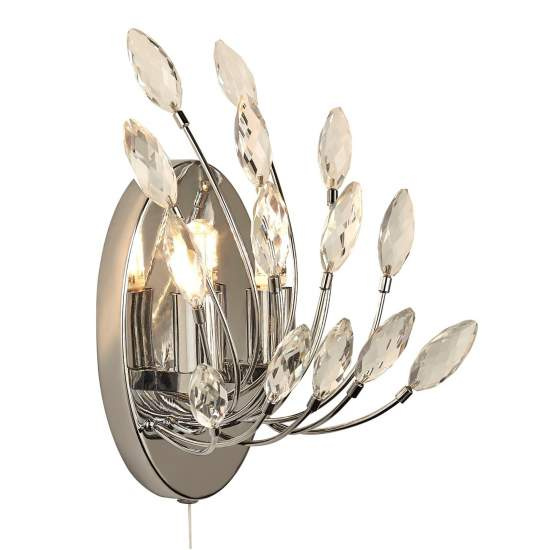 Applique Contemporanea Pavone Acciaio Cromo Vetro Trasparente 2 Luci G9 86012-2CC