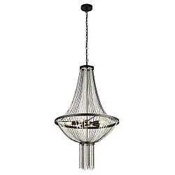 Lampadario Contemporaneo Baguette Acciaio Nero Policarbonato Ottone 5 Luci E14