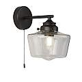 Applique Contemporanea School House Acciaio Nero Vetro Trasparente 1 Luce E27 8708-1BK