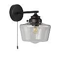 Applique Contemporanea School House Acciaio Nero Vetro Trasparente 1 Luce E27 8708-1BK