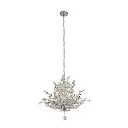 Lampadario Contemporaneo Mazzo Acciaio Cromo Vetro Trasparente 7 Luci E14