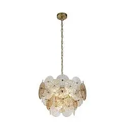 Lampadario Contemporaneo Wagon Acciaio Bronzo Vetro 5 Luci G9