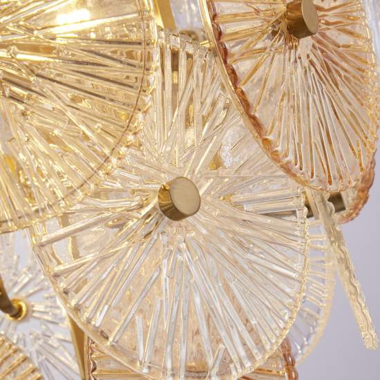 Lampadario Contemporaneo Wagon Wheel Acciaio Bronzo Vetro 9 Luci G9 88210-9BZ