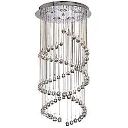 Lampadario Contemporaneo Corrider Acciaio Cromo Vetro 5 Luci G9