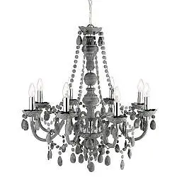 Lampadario Classico Marie Therese Acciaio Cromo Vetro 8 Luci E14
