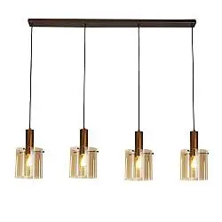 Lampadario Contemporaneo Svezia Acciaio Marrone Vetro 4 Luci E27