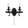 Applique Rustico-Country Cartwheel Iii Acciaio Nero 2 Luci E14 8902-2BK