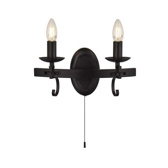 Applique Rustico-Country Cartwheel Iii Acciaio Nero 2 Luci E14 8902-2BK