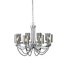 Lampadario Contemporaneo Catalina Acciaio Cromo Vetro Fumè 8 Luci E14