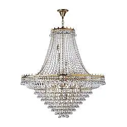 Lampadario Classico Versailles Acciaio Oro Vetro 19 Luci E14