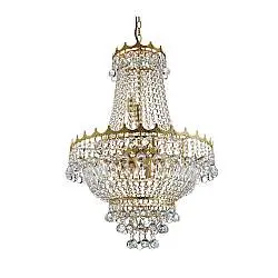 Lampadario Classico Versailles Acciaio Oro Cristallo 9 Luci E14