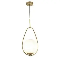 Sospensione Contemporanea Avalon Acciaio Oro Vetro Bianco 1 Luce E27