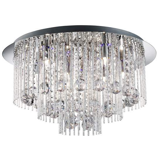 Plafoniera Classica Beatrice Acciaio Cromo Vetro Grigio 8 Luci G9 9198-8CC