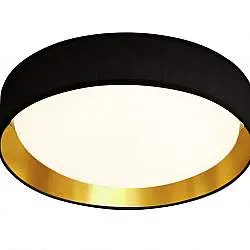 Plafoniera Contemporanea Gianna Acciaio Nero Tessuto Oro Led 25W 3000K