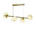 Lampadario Contemporaneo Ciottolo Acciaio Ottone Vetro Bianco 4 Luci G9 94041-4GO