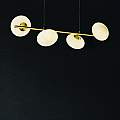 Lampadario Contemporaneo Ciottolo Acciaio Ottone Vetro Bianco 4 Luci G9 94041-4GO