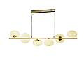 Lampadario Contemporaneo Ciottolo Acciaio Ottone Vetro Bianco 6 Luci G9 94041-6GO