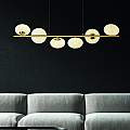 Lampadario Contemporaneo Ciottolo Acciaio Ottone Vetro Bianco 6 Luci G9 94041-6GO