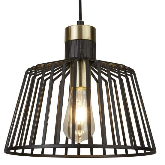 Sospensione Industrial Birg Cage Acciaio Nero Adjustable 1 Luce E27 D30Cm 9411BK