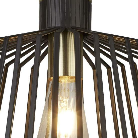 Sospensione Industrial Birg Cage Acciaio Nero Adjustable 1 Luce E27 D30Cm 9411BK