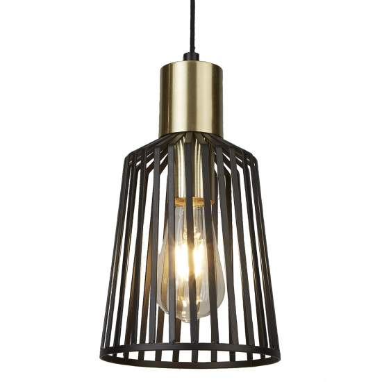 Sospensione Industrial Birg Cage Acciaio Nero Adjustable 1 Luce E27 D16Cm 9412BK
