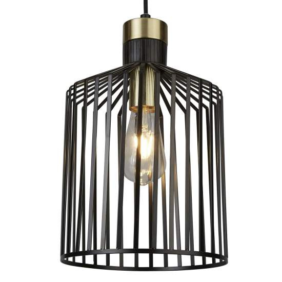 Sospensione Industrial Birg Cage Acciaio Nero Adjustable 1 Luce E27 D22Cm 9413BK