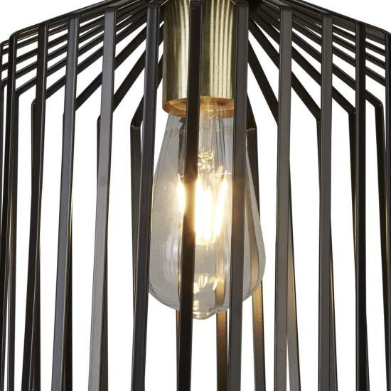 Sospensione Industrial Birg Cage Acciaio Nero Adjustable 1 Luce E27 D22Cm 9413BK